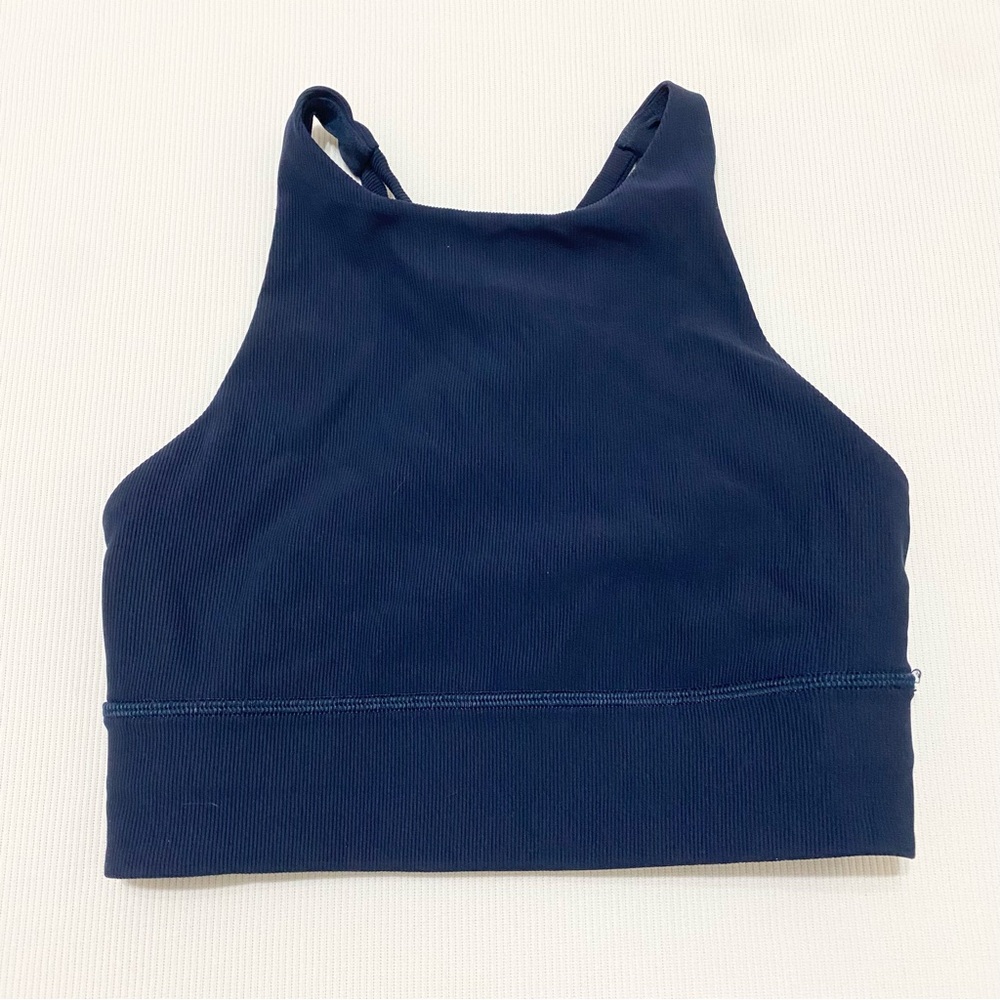 Lululemon Energy Bra High Neck Long Line Rib
True Navy